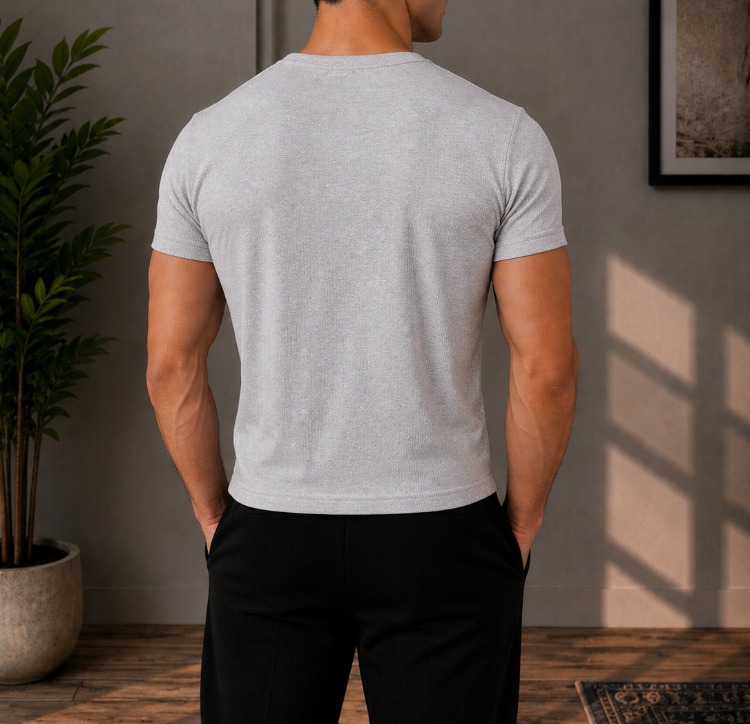 Henley V- shirt Gray