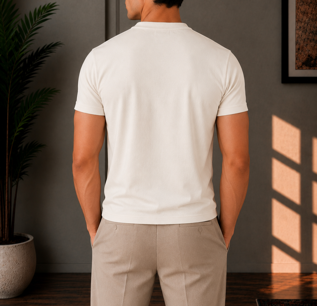 Henley V- shirt white