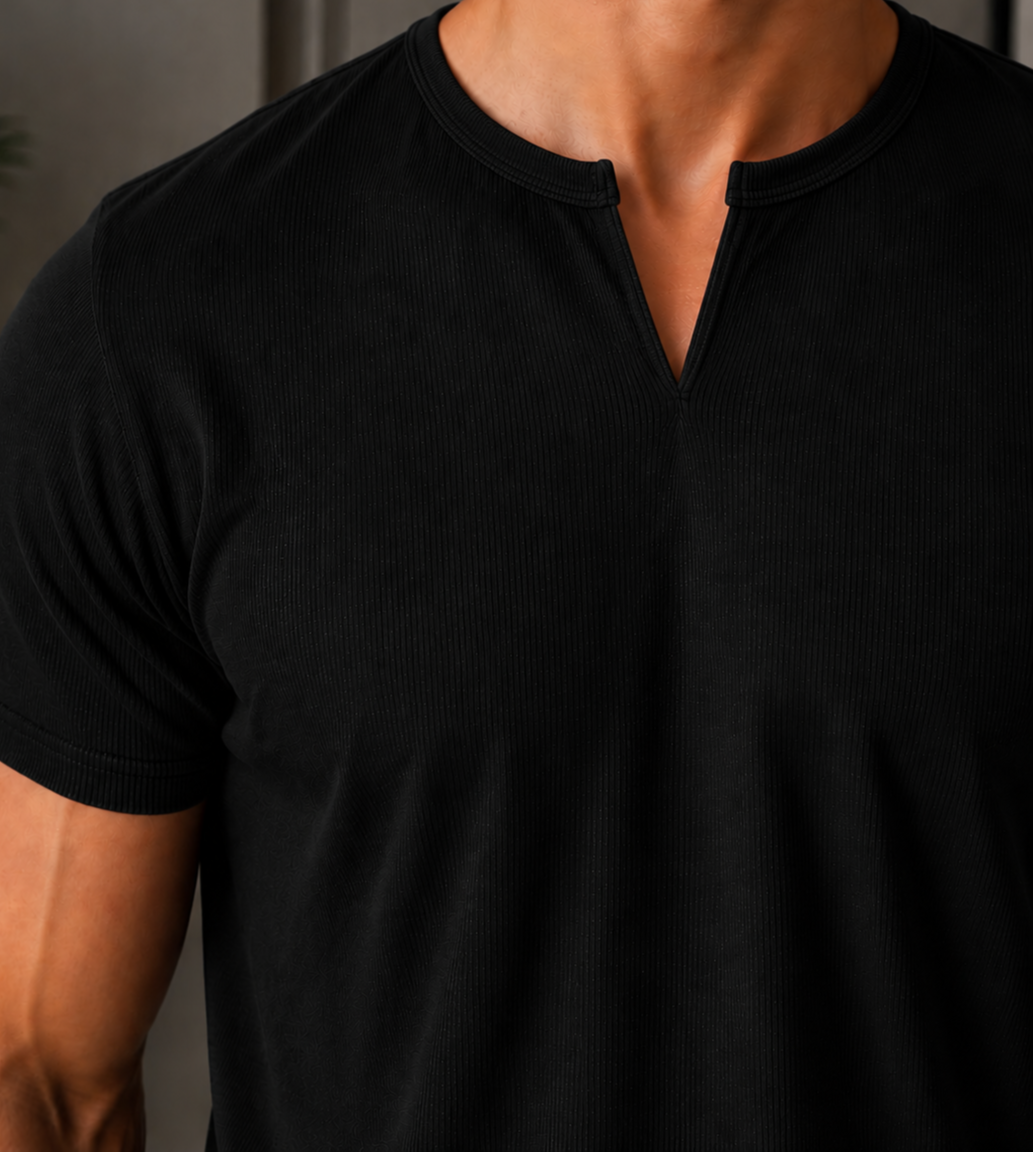Henley V- shirt black