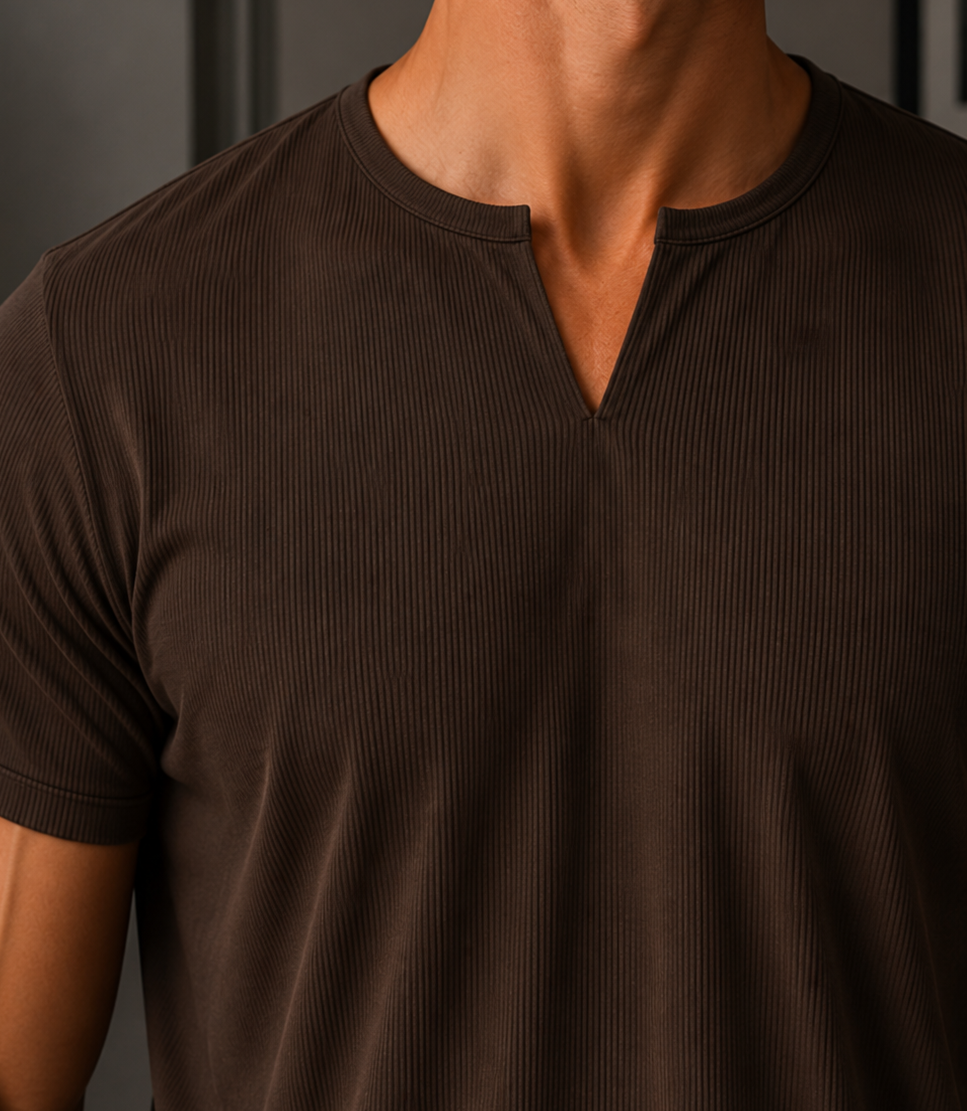 Henley V- shirt brown