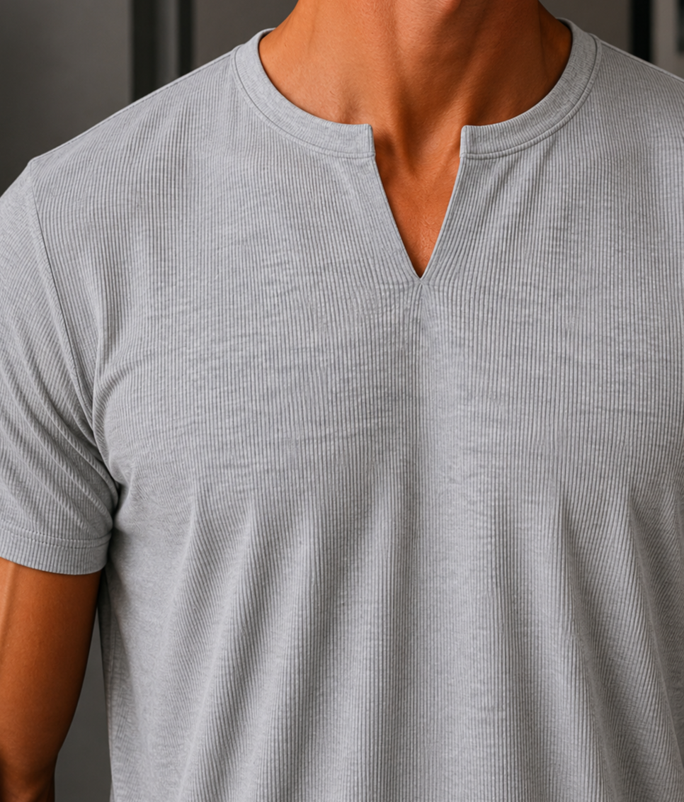 Henley V- shirt Gray