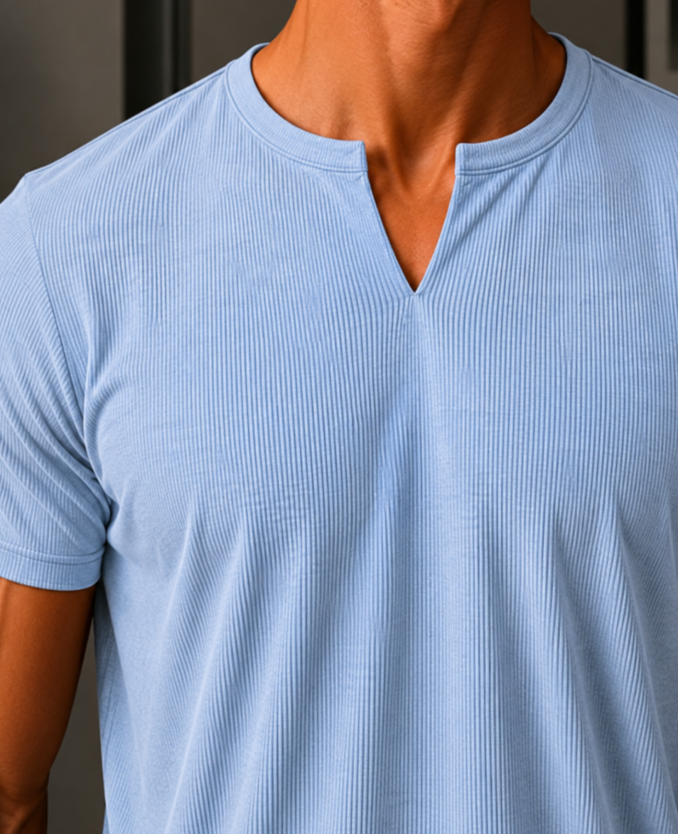 Henley V- shirt baby blue