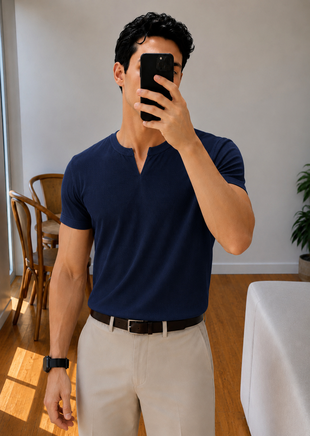 Henley V- shirt  Navy
