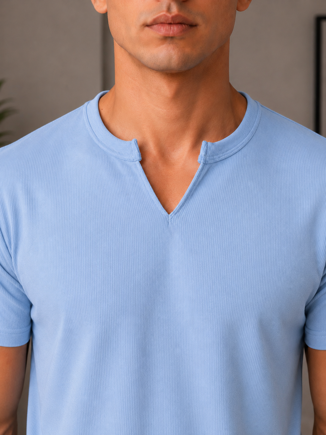 Henley V- shirt baby blue